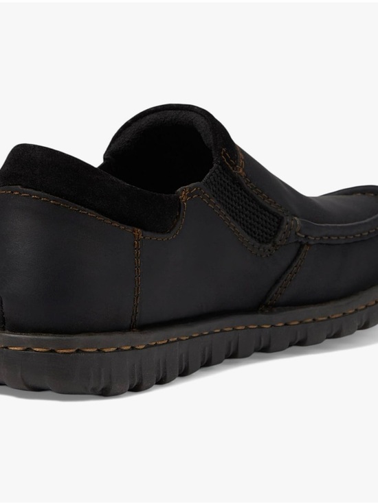 Born Black Leather Slip-On Loafer with Contrast Stitching